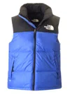 The North Face Retro Nuptse Hooded Padded Vest Jacket In Blue
