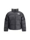 The North Face Cropped Black Coat With Goose Down Padding In Black