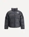 The North Face Cropped Black Coat With Goose Down Padding In Black