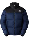 The North Face Padded High-collar Down Jacket With Detachable Hood In Blue