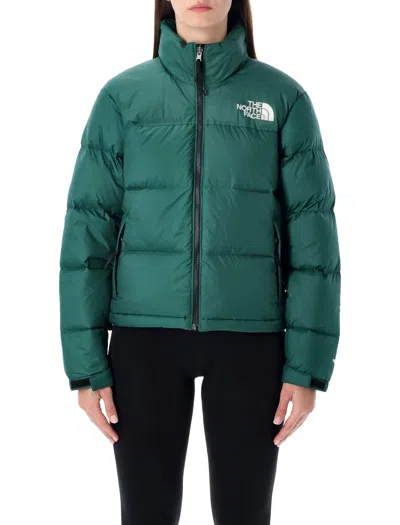 The North Face Green Logo Puffer Mock Collar Jacket