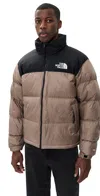 The North Face Beige And Black Short Down Jacket With Logo  In Brown
