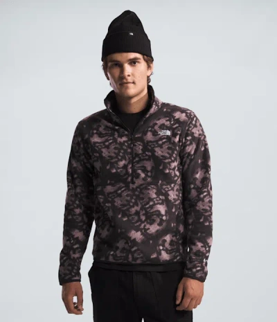 The North Face Alpine 100 Fleece Jacket Mensfawn Gray Snake Zip Sgn1556 In Black