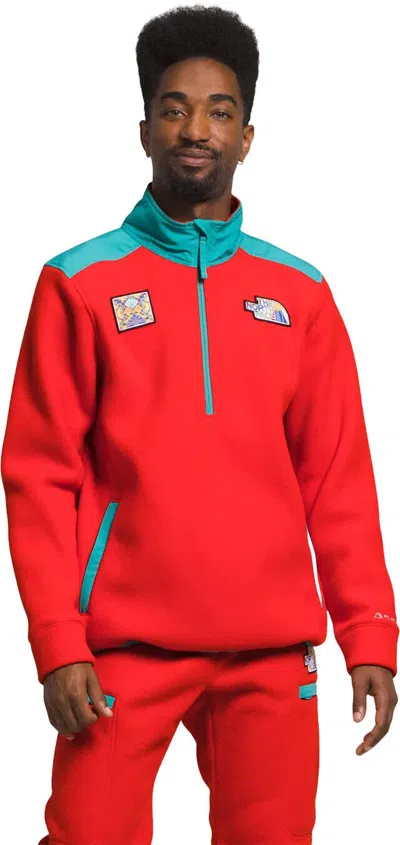 THE NORTH FACE ALPINE POLARTEC 200 NF0A7UJ8OW7 SWEATSHIRT MEN RED 1/4 ZIP SGN745