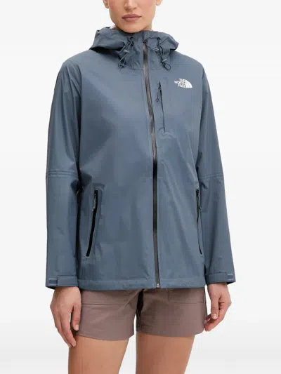 The North Face Alta Vista Hooded Logo-print Raincoat In Blue