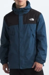The North Face Mountain Blue Jacket With Drawstring Hood And Hem And Front And Rear Logo Detail In Tech Fabric Man In Shady Blue/tnf Black-npf