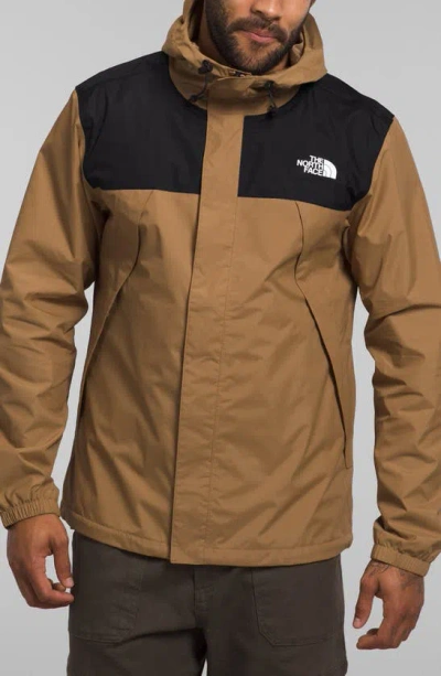The North Face Antora Recycled Jacket In Utility Brown,tnf Black
