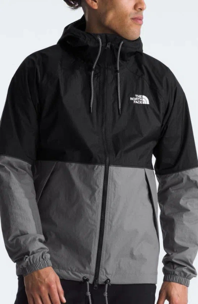 The North Face Antora Water Repellent Hooded Rain Jacket In Smoked Pearl,tnf Black