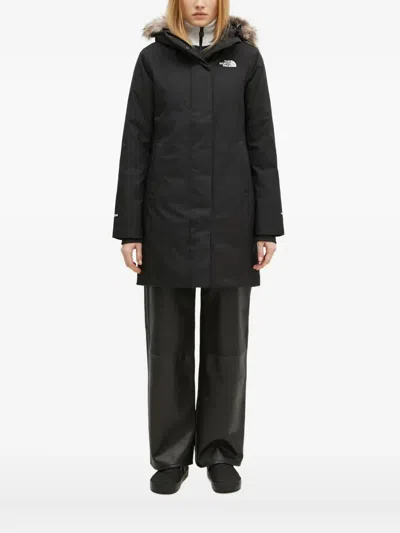 The North Face Arctic Faux-fur Hooded Jacket In Black