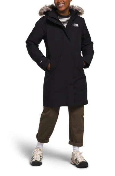 The North Face Plus Size Arctic Faux-fur-trim Hooded Coat In Tnf Black