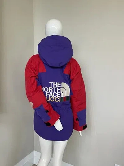 Pre-owned The North Face Auth.gucci X  Colorblock Logo Classic Jacket Coat S/m In Red/purple