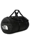 The North Face Black White Base Camp Large Woven Duffle Bag In Black
