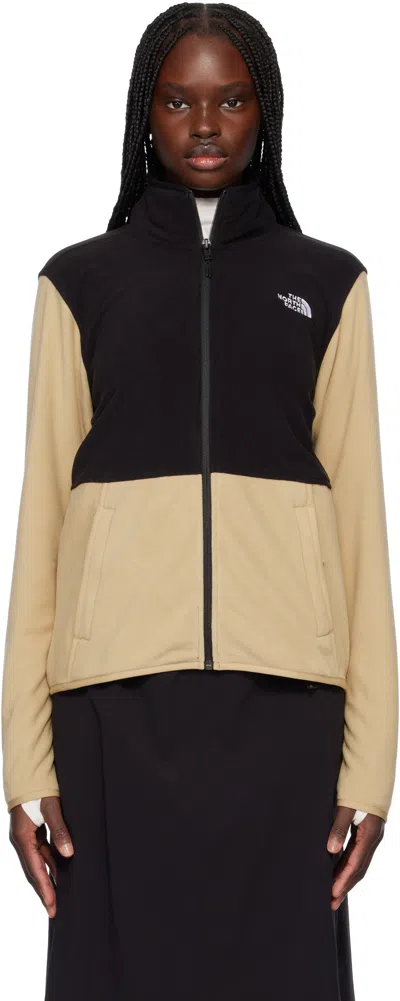 The North Face Beige & Black Glacier Fleece Jacket In Qv2 Khaki Stone/tnf