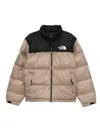 The North Face Beige And Black Short Down Jacket With Logo  In Brown