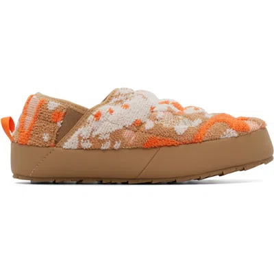 The North Face Beige & Orange Thermoball Traction Knit Mule Loafers In Brown