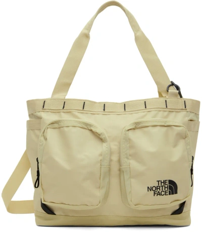 The North Face Beige Base Camp Voyager Tote In 4d5 Gravel-tnf Black