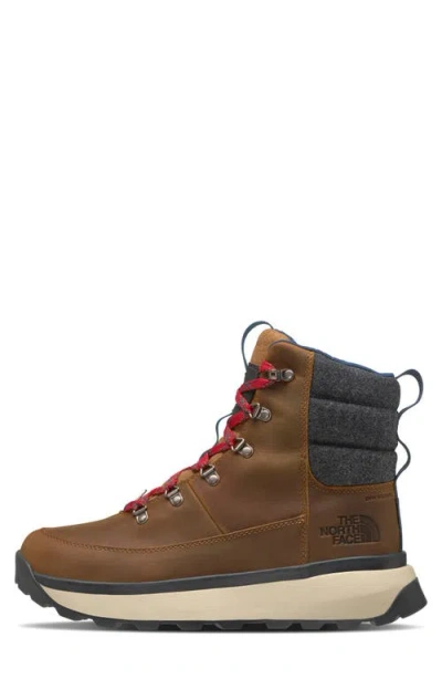 The North Face Bergen Waterproof Boot In Timber Tan,tnf Red
