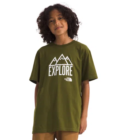 The North Face Kids' Big Boys Explore Graphic T-shirt In Forest Olive