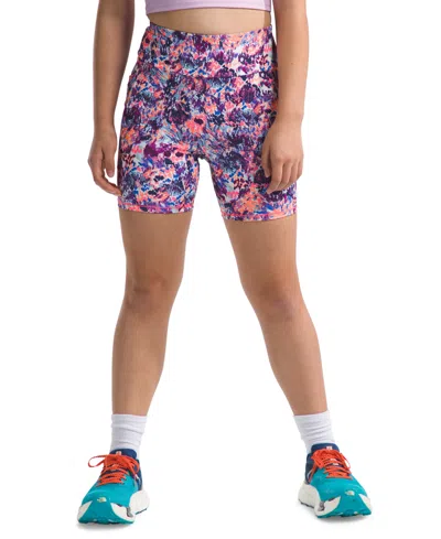 The North Face Kids' Big Girls Never Stop Bike Shorts In Radiant Poppy Maze Floral Print