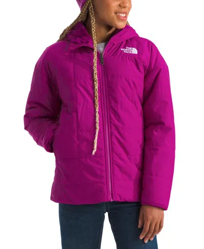 The North Face Kids' Big Girls Shasta Reversible Full-zip Hooded Short Parka In Deep Mulberry