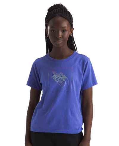The North Face Kids' Big Girls Short-sleeve Logo Graphic T-shirt In Dopamine Blue