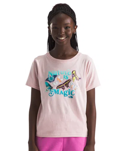 The North Face Kids' Big Girls Short-sleeve Nature Graphic T-shirt In Pink Moss,nature Is Magic Graphic