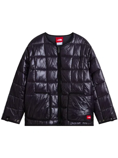 The North Face Black Red Box Liner Quilted Grid Pattern Jacket In Multi