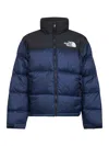 The North Face Padded High-collar Down Jacket With Detachable Hood In Blue