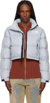 The North Face Blue Nuptse Short Jacket In White