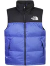 The North Face Retro Nuptse Hooded Padded Vest Jacket In Blue