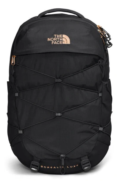 The North Face Borealis Water Repellent Luxe Backpack In Black/burnt Coral Metallic