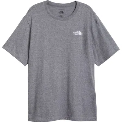 The North Face Box Fit Evolution Embroidered T-shirt In Mid Gray Heather