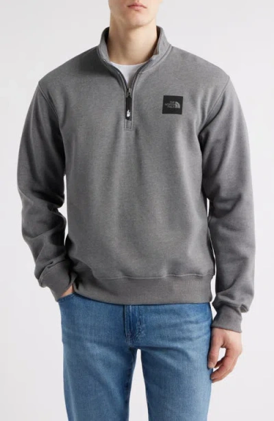 The North Face Box Half Dome Logo Quarter Zip Graphic Pullover In Tnf Medium Grey Heather
