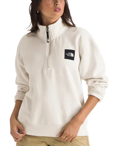The North Face Box Half Dome Quarter Zip Top In White Dune