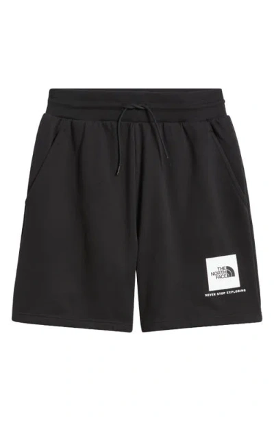 The North Face Box Nse Regular Fit French Terry Drawstring Shorts In Tnf Black/tnf White
