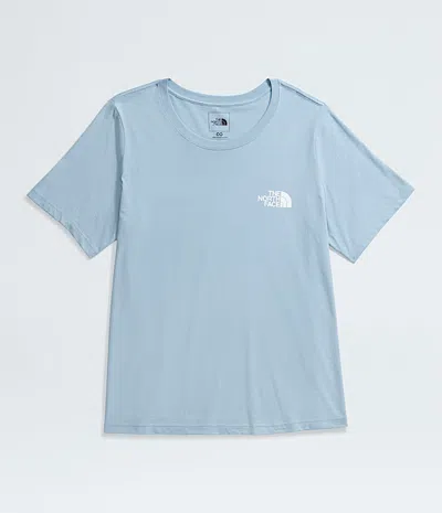 The North Face Box Nse T-shirt Womens Steel Blue Graphic Logo Pullover Fts445