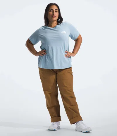 The North Face Box Nse T-shirt Women's Plus Blue Graphic Logo Pullover Kfc390