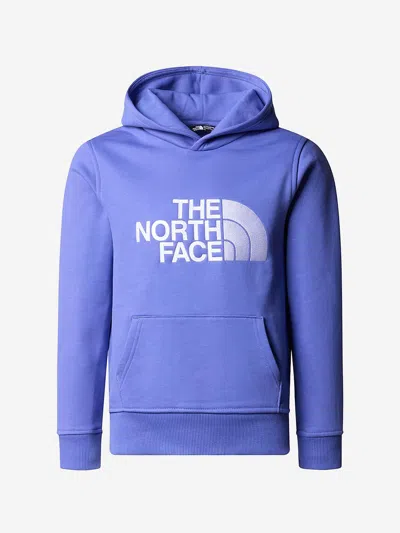 The North Face Kids' Logo-embroidered Cotton Hoodie In Blue