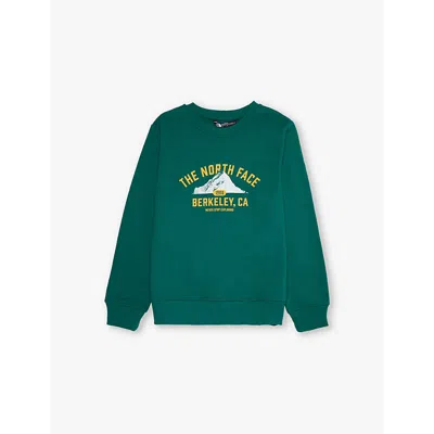 The North Face Kids' Branded-print Relaxed-fit Cotton-jersey Sweatshirt 5-16 Years In Evergreen
