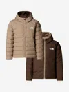 The North Face Boys Reversible Perrito Hooded Jacket In Brown