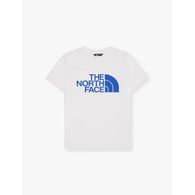 The North Face Boys White Kids Brand-print Cotton-blend T-shirt 6-20 Years