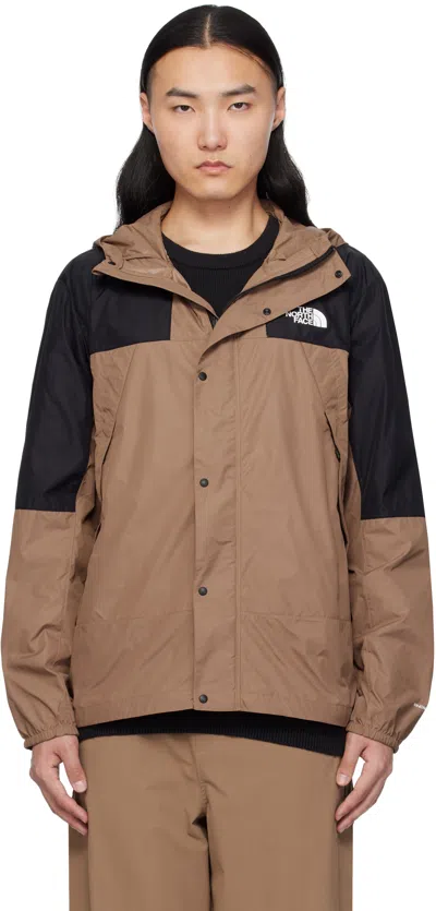 The North Face Brown Mountain Wind Jacket In Latte/tnf Black 58w
