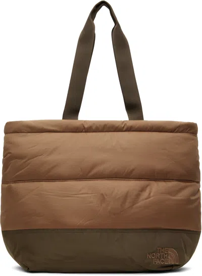 The North Face Brown Nuptse Tote In Latte/smky Brwn 5k2