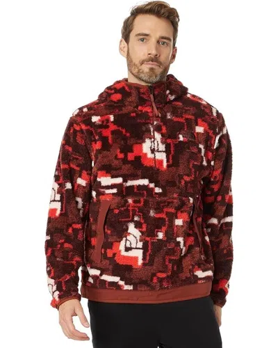 The North Face Campshire Men Fiery Red Digi 1/4 Zip Fleece Hoodie Size Xl Sgn071