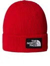 The North Face Unisex Logo Box Cuffed Beanie In Red In Red
