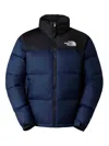 The North Face Padded High-collar Down Jacket With Detachable Hood In Blue