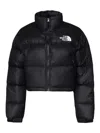 The North Face Logo-print Cropped Feather-down Puffer Jacket In Black