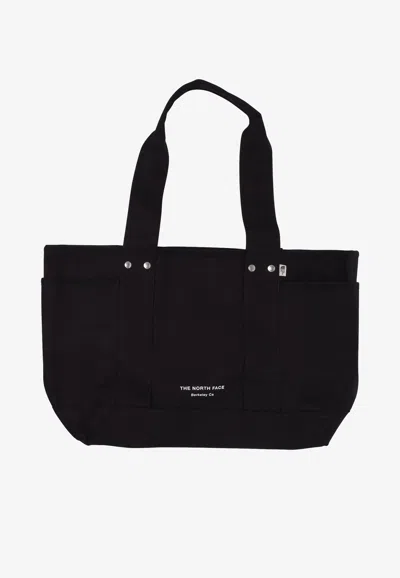 The North Face Circular Logo Canvas Tote Bag In Black