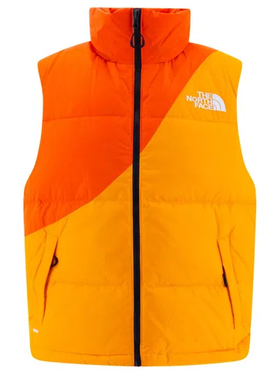 The North Face Color-block Down Vest With Removable Hood In Brown