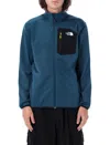The North Face Full Zip Fleece With Hood And Pockets In Midnight Petrol